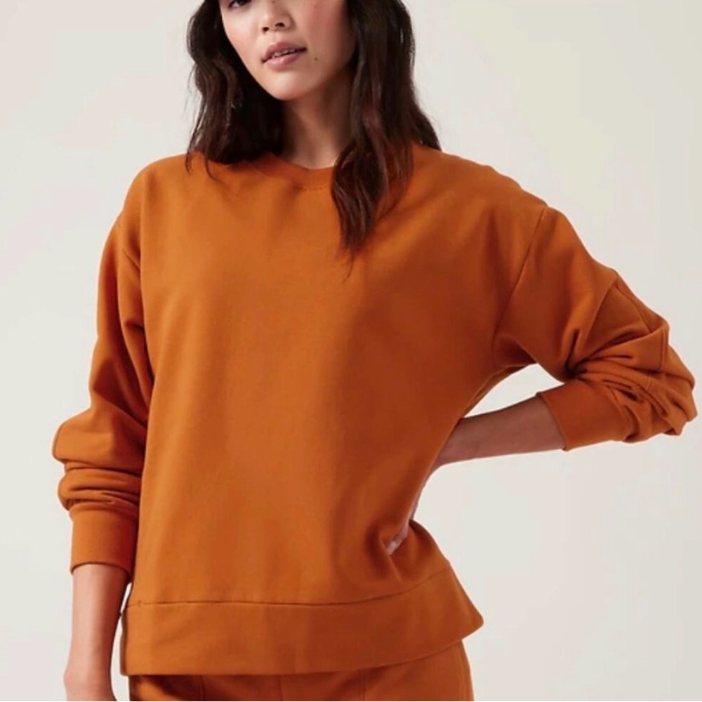ATHLETA Retroplush Crewneck Sweatshirt Orange
Fleece Oversized Sz XS